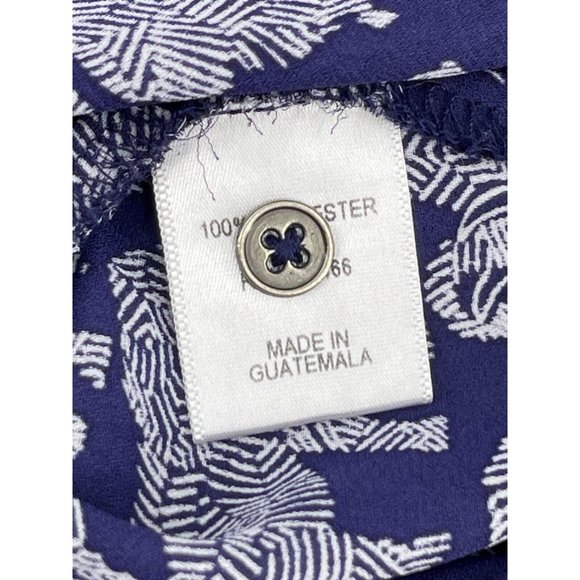 Mix by 41 Hawthorn Navy Blue Elephant Print Long Roll Tab Sleeve Top Shirt Small - Picture 8 of 12